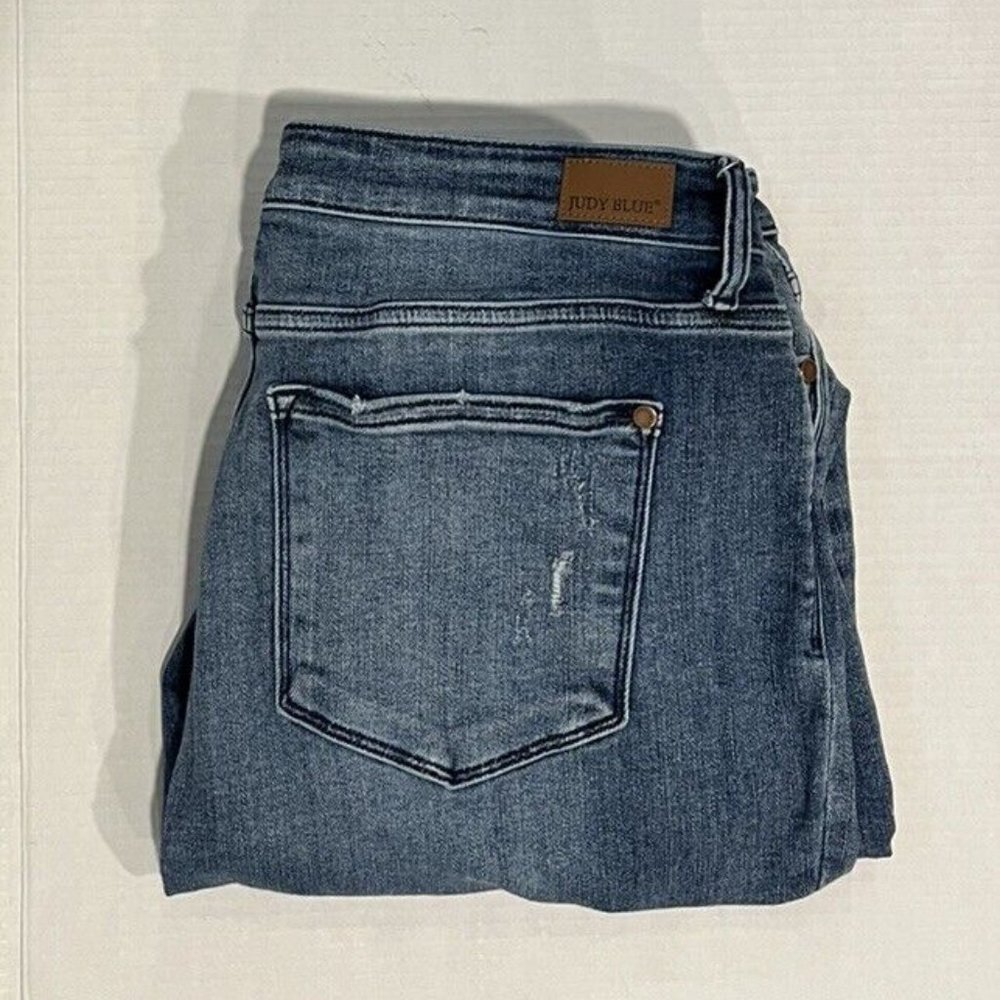 Judy Blue Women's 13/31 Blue Cotton Denim High-Rise Boyfriend‎ Fit Jeans